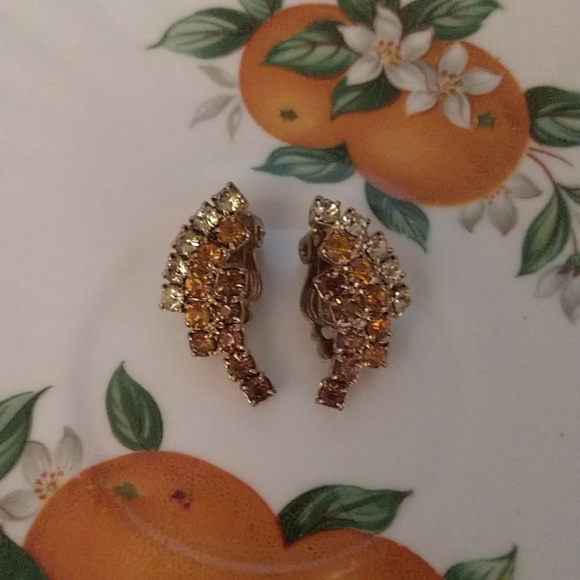 Vintage Jewelry - Gorgeous Autumn Fall Vintage Clip On Earrings
